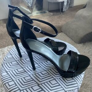 Nine West Glossy Black Platform Heels
